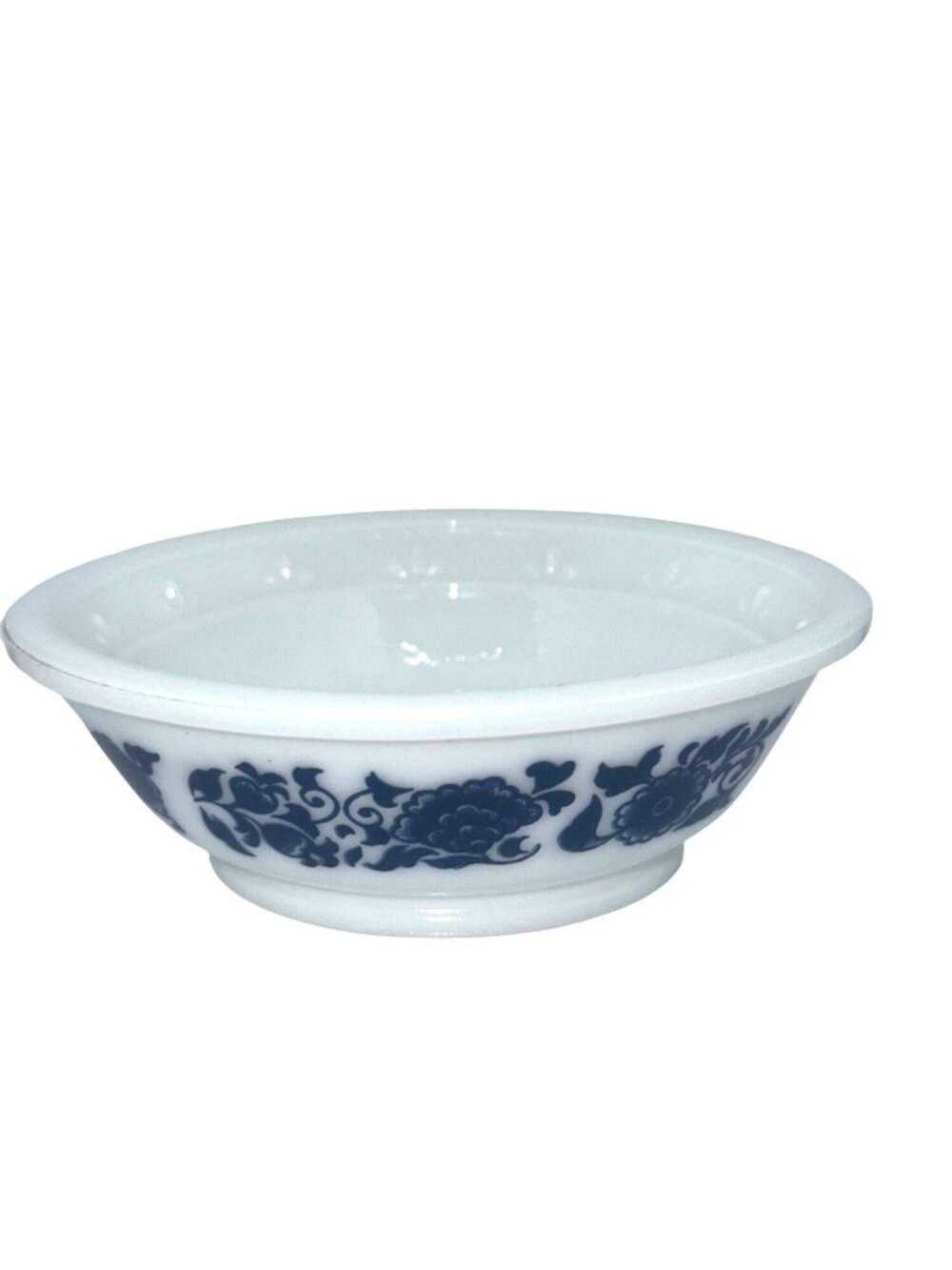 Vintage 1970s Avon Milk Glass Pitcher and Basin with Deft Blue Floral Pattern - Picture 7 of 8